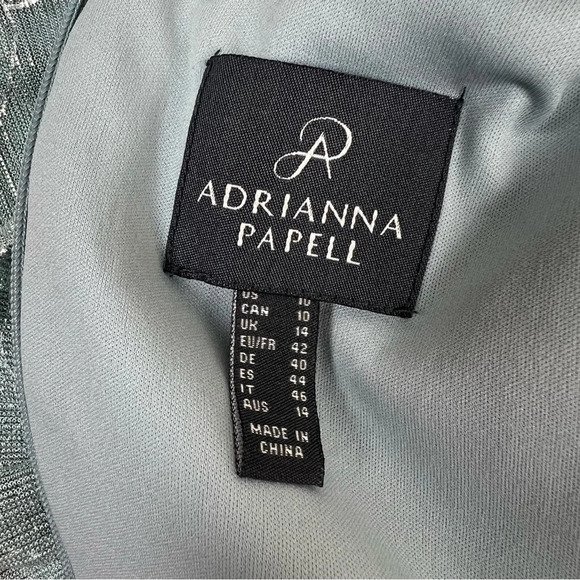 Adrianna Pappell Metallic A Line Draped Formal Dress Maxi Black Tie Size 10 - Picture 9 of 11